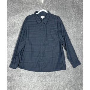 Haggar Long‎ Sleeve Button Up Shirt Mens Size XXL Blue Gray Striped Pocket